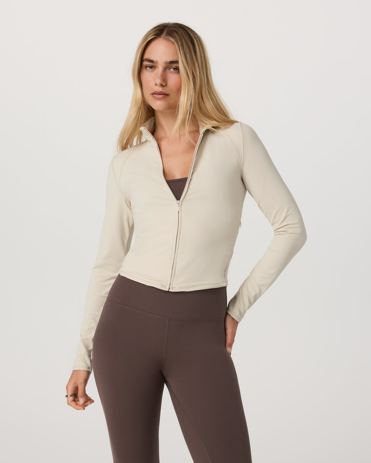 Vuori AllTheFeels™ Full Zip Women's Bone Fitness Jacket | Vuori online - US 6912