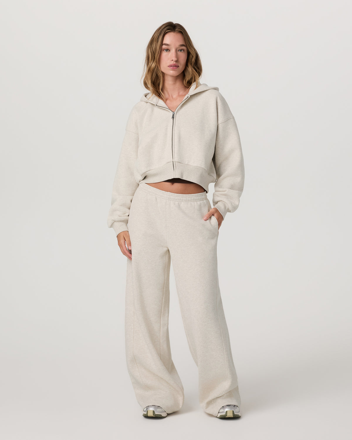 Women's Restore Ultra Wideleg Sweatpant Bone Heather | Vuori outlet - US 3871