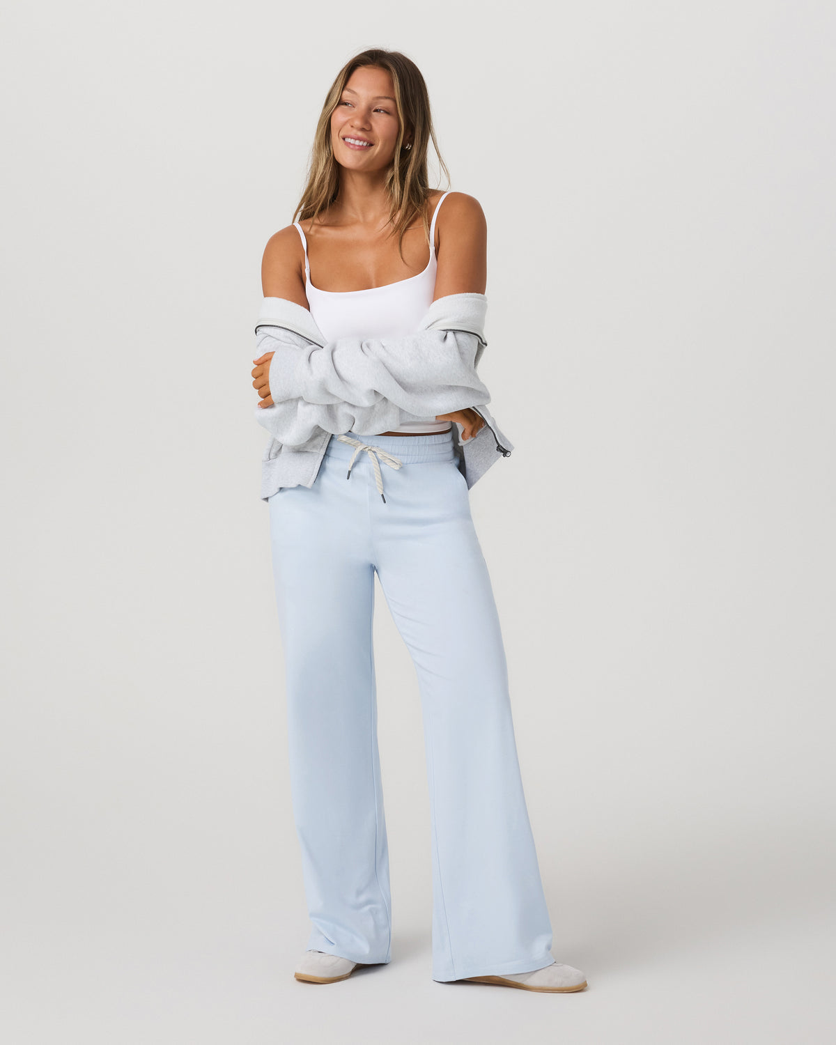 Halo Essential Wideleg Women's Soft Sky Heather Pants | Vuori for sale - US 4974