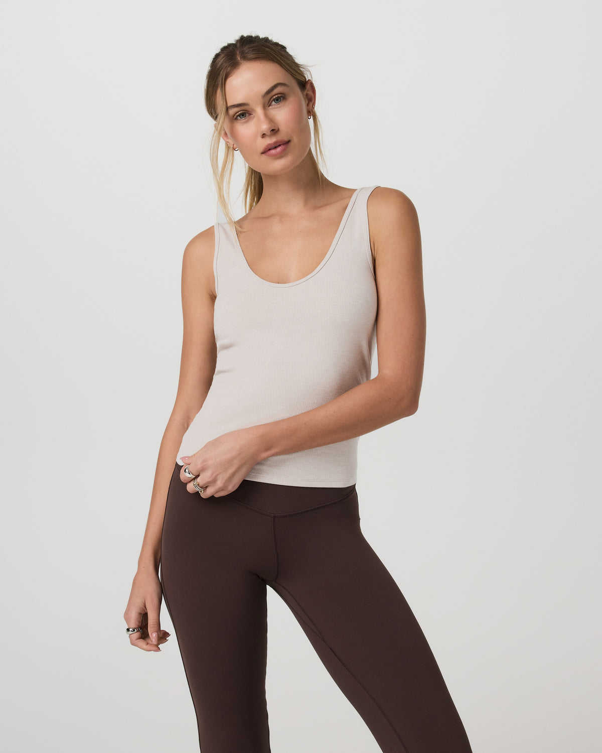 Pose Twin Tank Women's Ecru Heather Tank Top | Vuori shop - US 4707