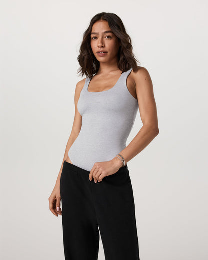 Sleeveless Halo Bodysuit Pale Grey Heather Bodysuit | Vuori for sale - US 5554