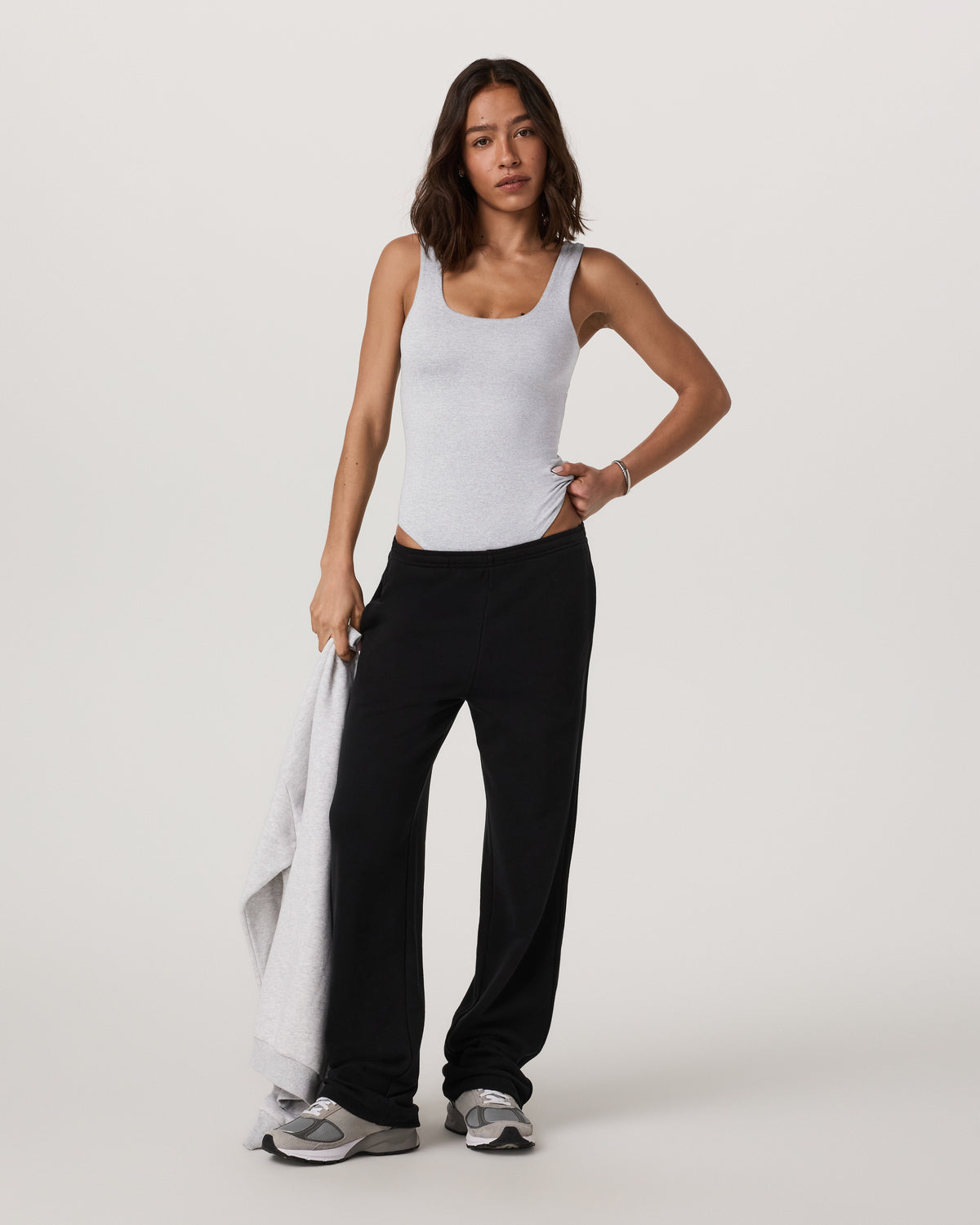 Sleeveless Halo Bodysuit Pale Grey Heather Bodysuit | Vuori for sale - US 5554