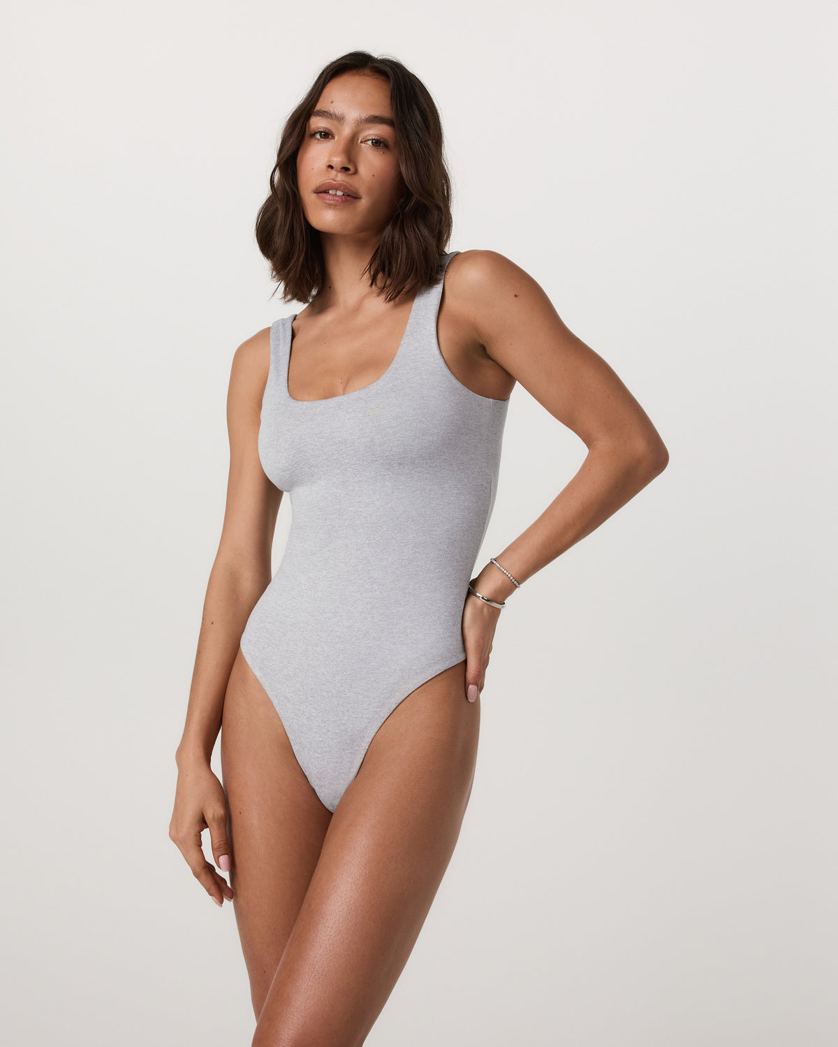 Sleeveless Halo Bodysuit Pale Grey Heather Bodysuit | Vuori for sale - US 5554