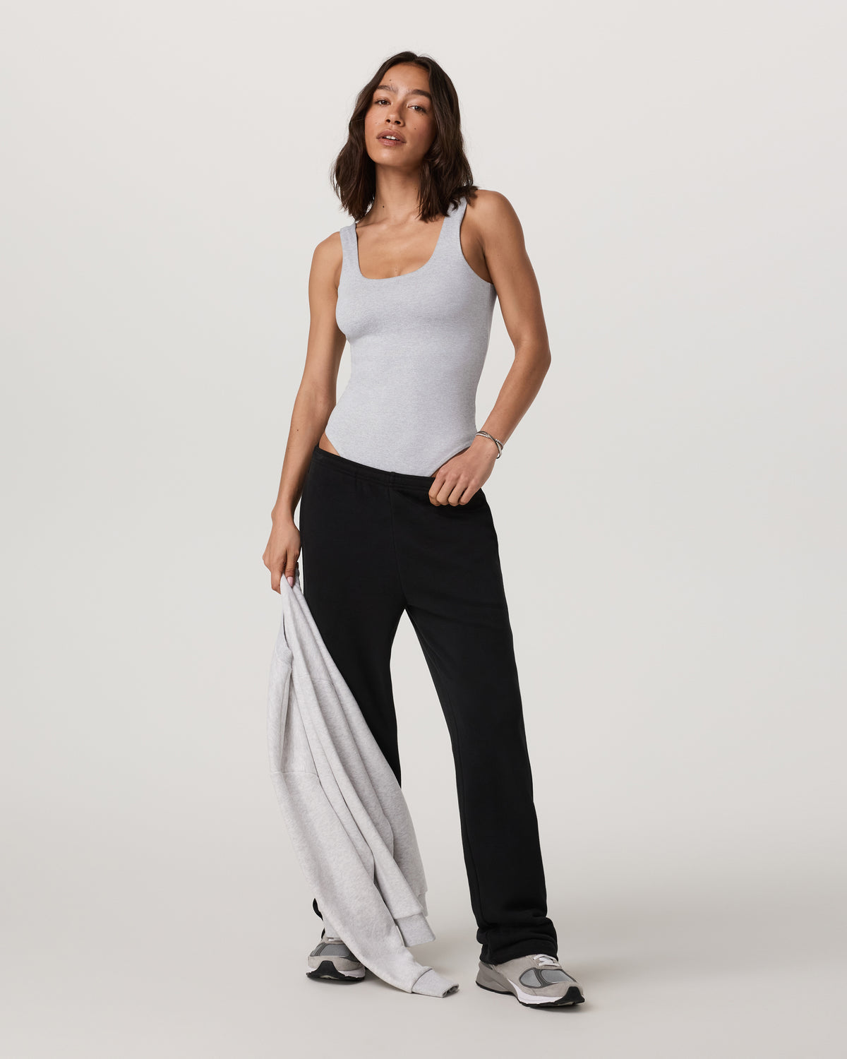 Sleeveless Halo Bodysuit Pale Grey Heather Bodysuit | Vuori for sale - US 5554
