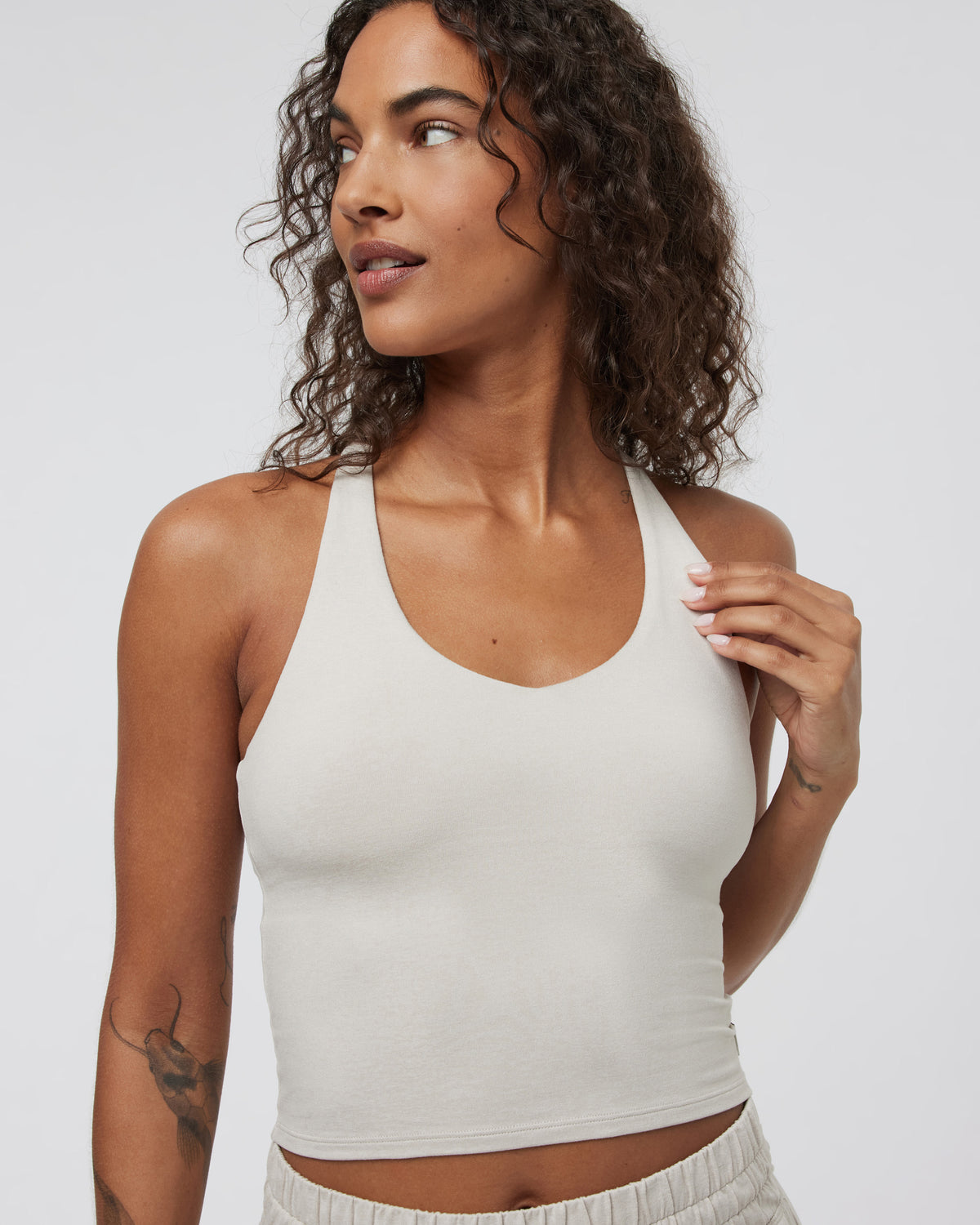 Halo Performance Crop 2.0 Ecru Heather Tank | Vuori for sale - US 2084