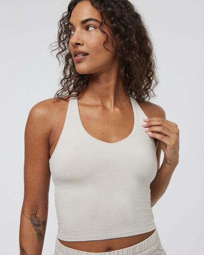 Halo Performance Crop 2.0 Ecru Heather Tank | Vuori for sale - US 2084