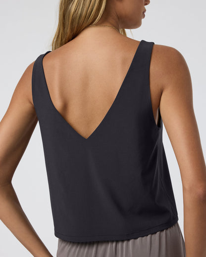 Villa Cropped Tank Black | Vuori outlet - US 3736