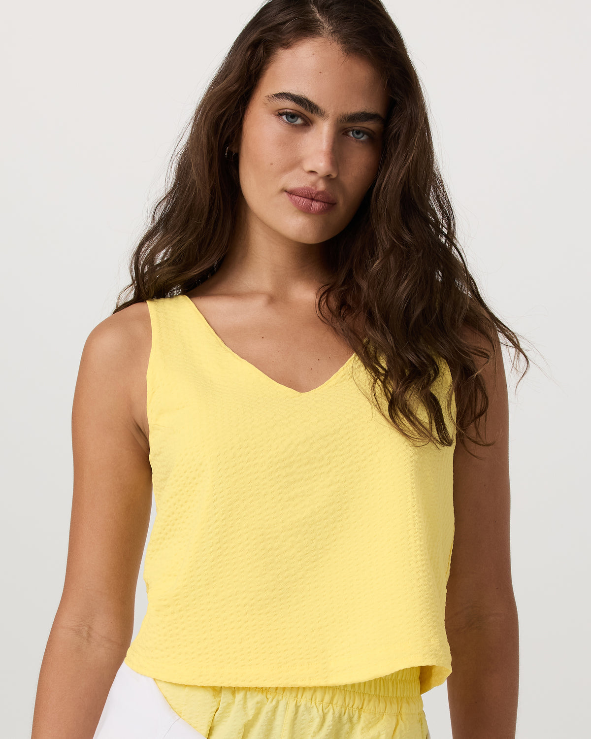 Villa Textured Crop Tank Sunlight | Vuori for sale - US 6919