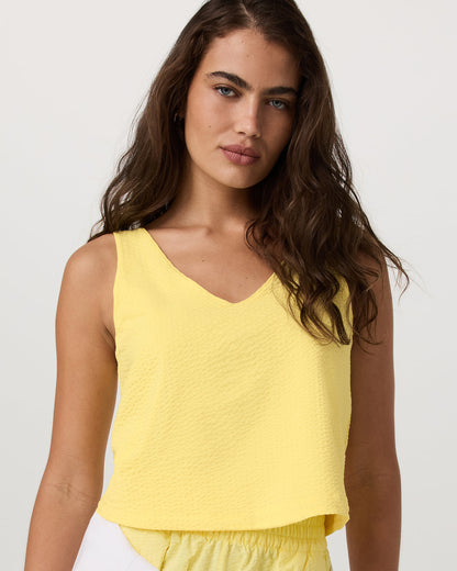 Villa Textured Crop Tank Sunlight | Vuori for sale - US 6919