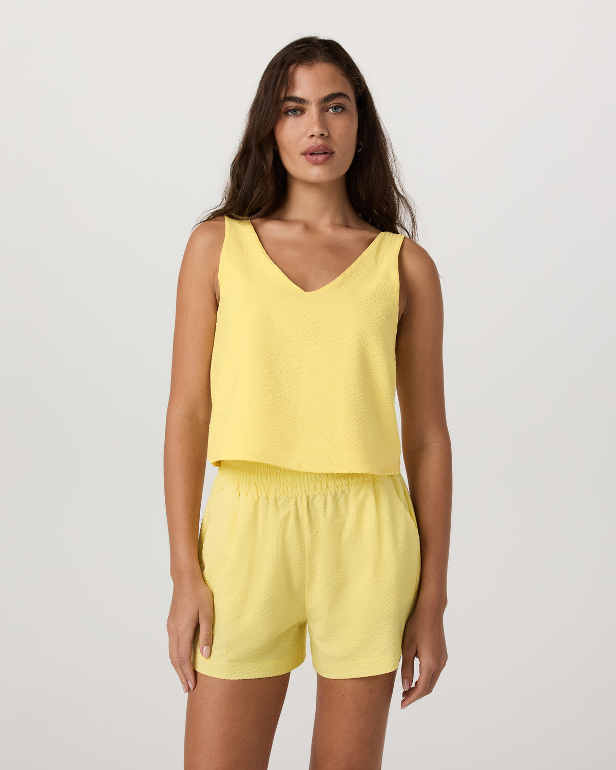 Villa Textured Crop Tank Sunlight | Vuori for sale - US 6919