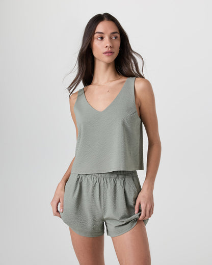 Villa Textured Crop Tank Laurel | Vuori discount - US 9005