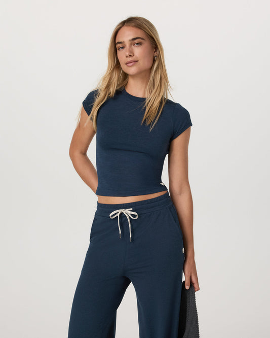 Women's Short Sleeve Halo Baby Tee Blue Coast Heather | Vuori online - US 1879