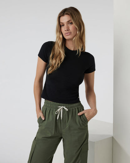 Feather Baby Tee Women's Black Fitted Tee | Vuori discount - US 3813