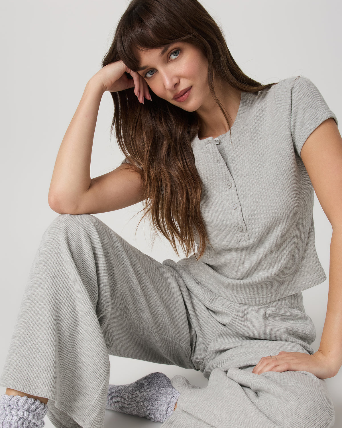 Women's Short Sleeve Waffle Baby Tee Light Heather Grey | Vuori shop - US 4385