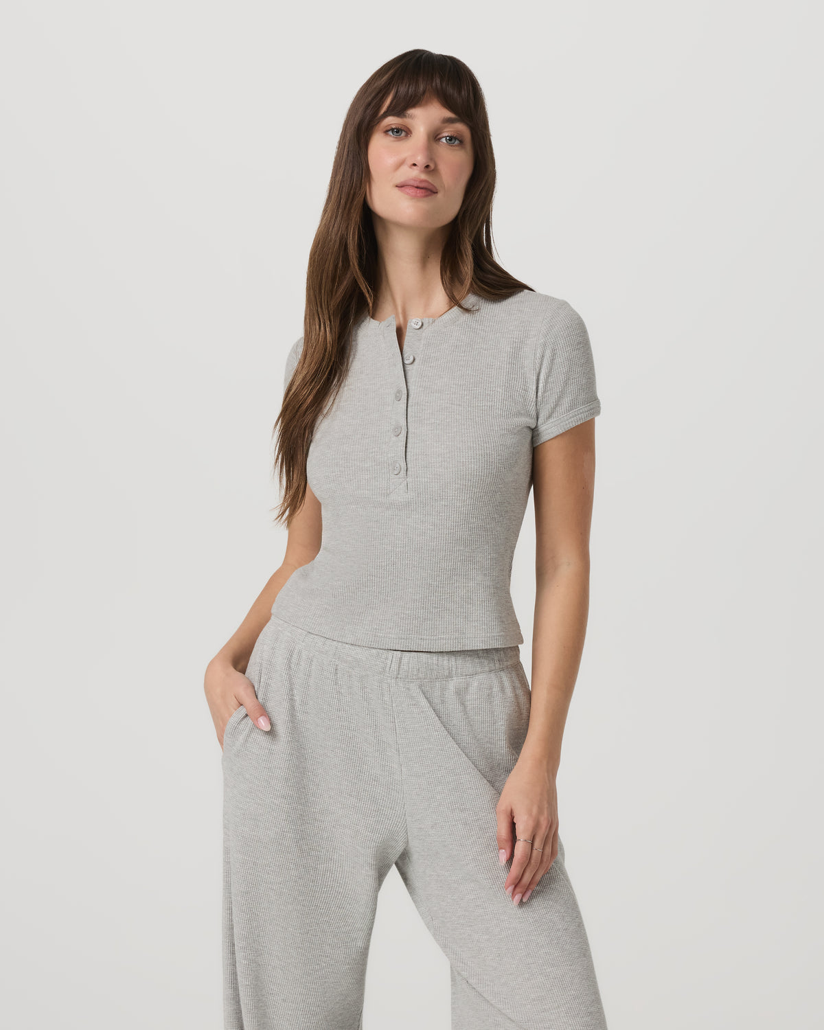 Women's Short Sleeve Waffle Baby Tee Light Heather Grey | Vuori shop - US 4385