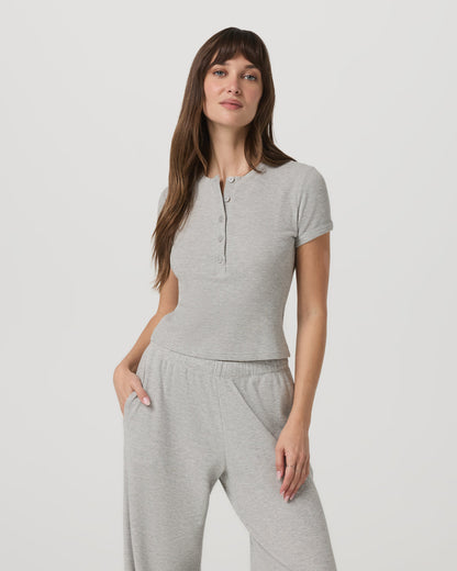 Women's Short Sleeve Waffle Baby Tee Light Heather Grey | Vuori shop - US 4385