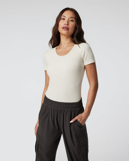 Short Sleeve Pose Bodysuit Milkweed Ribbed Bodysuit | Vuori discount - US 7979