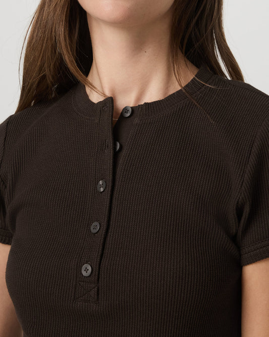 Short Sleeve Waffle Baby Tee Women's Dark Java T-Shirt | Vuori outlet - US 3434