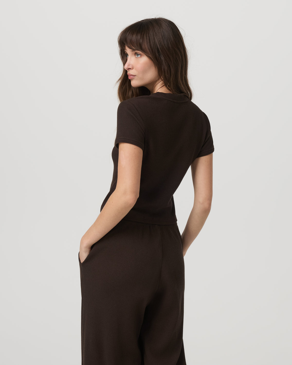 Short Sleeve Waffle Baby Tee Women's Dark Java T-Shirt | Vuori outlet - US 3434