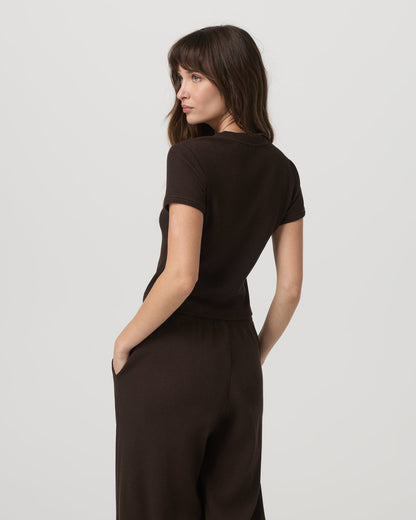 Short Sleeve Waffle Baby Tee Women's Dark Java T-Shirt | Vuori outlet - US 3434