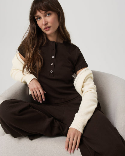 Short Sleeve Waffle Baby Tee Women's Dark Java T-Shirt | Vuori outlet - US 3434