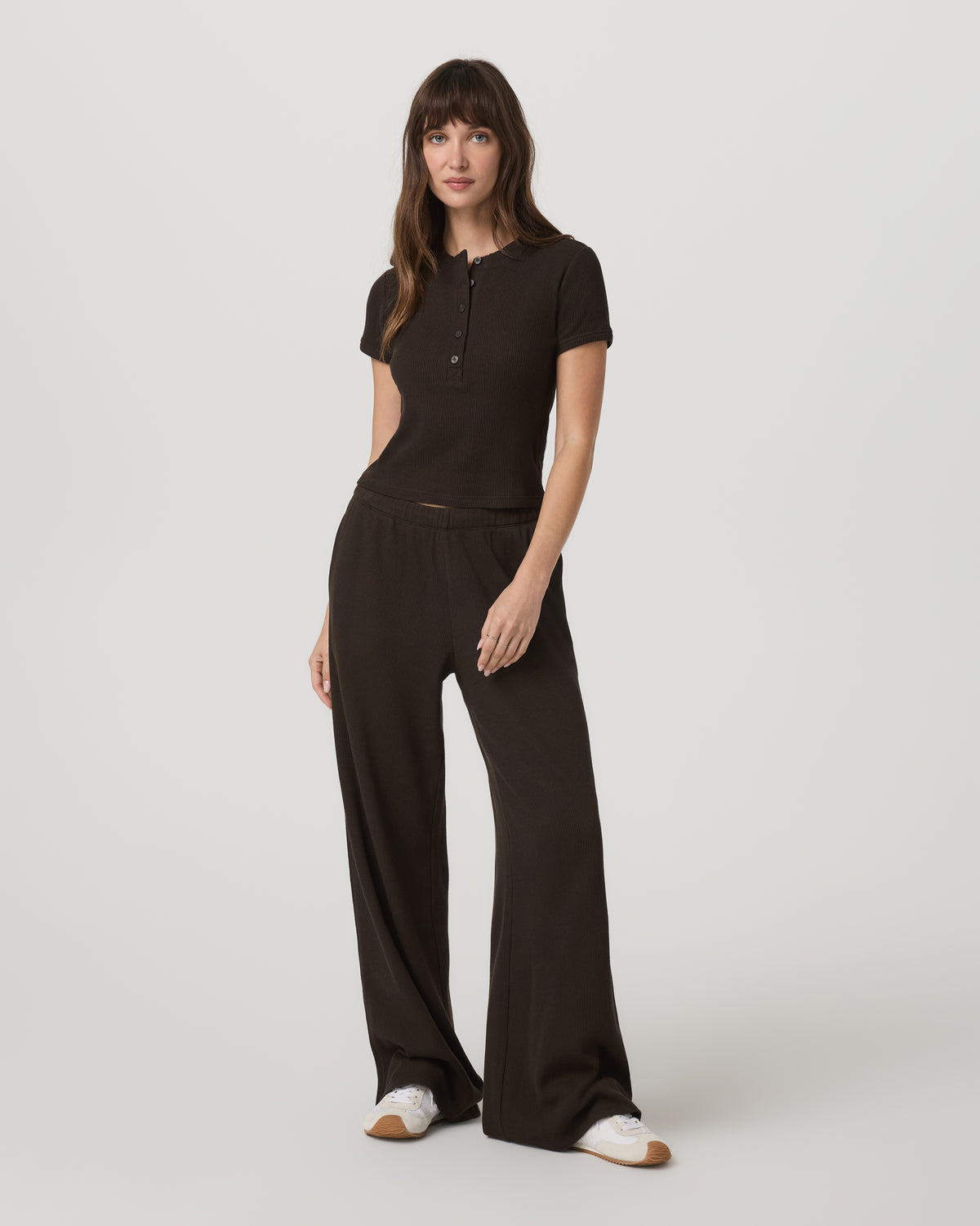 Short Sleeve Waffle Baby Tee Women's Dark Java T-Shirt | Vuori outlet - US 3434