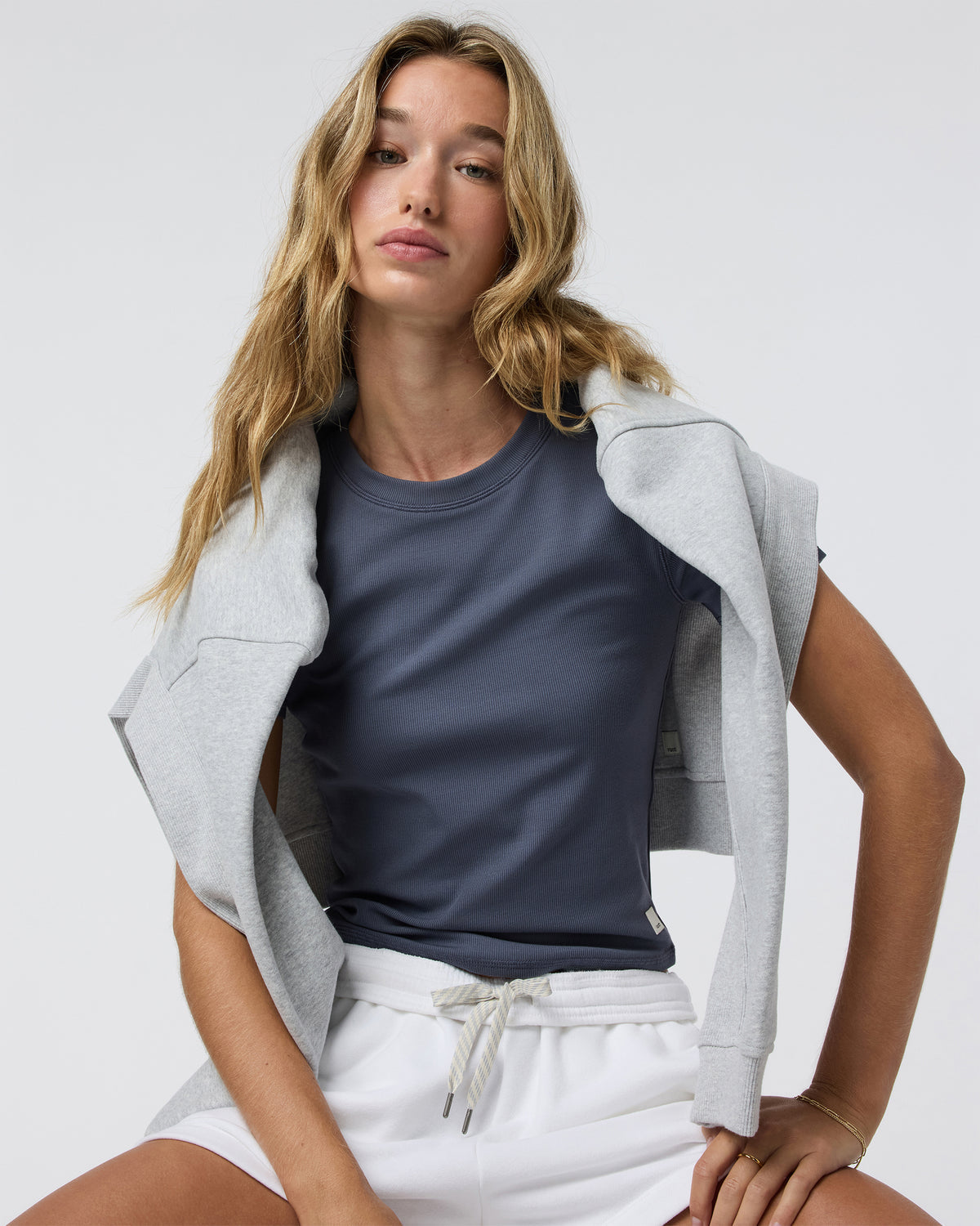 Pose Fitted Tee Women's Azure Rib Top | Vuori onsale - US 2790