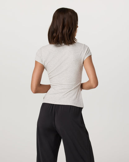 Women's Short Sleeve Pose Button Up White Heather Grey | Vuori discount - US 8274