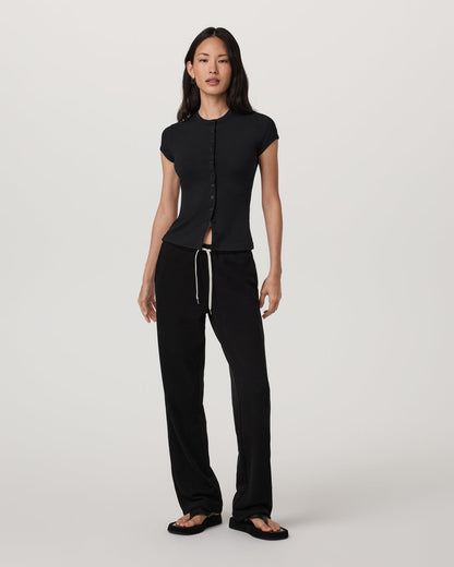 Short Sleeve Pose Button Up Women's Black Crewneck| Vuori | Vuori shop - US 9469