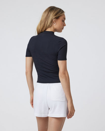 Short Sleeve Pose Mock Neck Black Ribbed Shirt | Vuori sale - US 3437