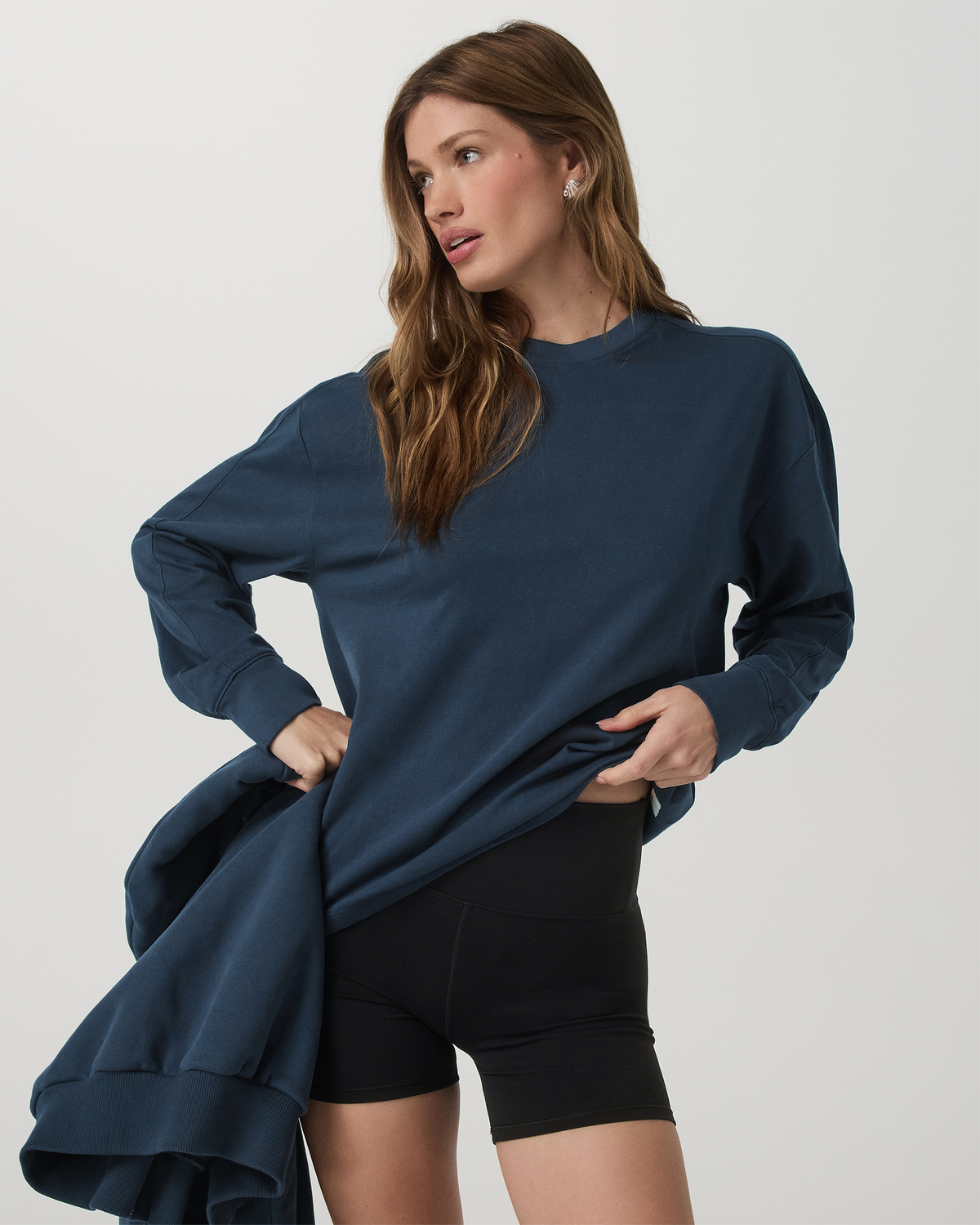 Long Sleeve Heavyweight Cotton Tee Ocean Blue Tee Shirt | Vuori for sale - US 7383
