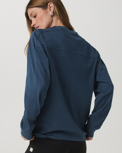 Long Sleeve Heavyweight Cotton Tee Ocean Blue Tee Shirt | Vuori for sale - US 7383
