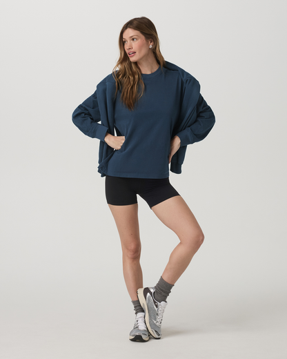 Long Sleeve Heavyweight Cotton Tee Ocean Blue Tee Shirt | Vuori for sale - US 7383