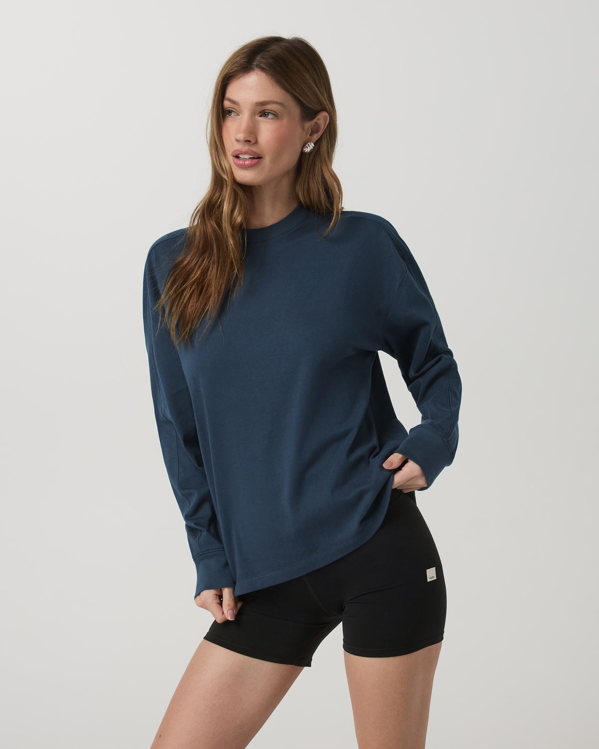 Long Sleeve Heavyweight Cotton Tee Ocean Blue Tee Shirt | Vuori for sale - US 7383
