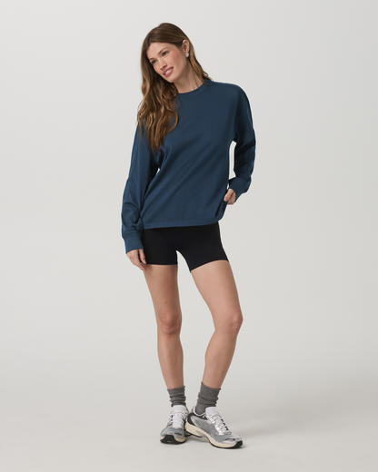 Long Sleeve Heavyweight Cotton Tee Ocean Blue Tee Shirt | Vuori for sale - US 7383