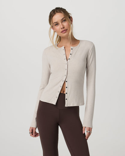 Long Sleeve Pose Twin Cardigan Women's Ecru Heather Top | Vuori discount - US 2612