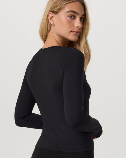 Women's Long Sleeve Halo Essential Scoop Solid Black | Vuori outlet - US 2269
