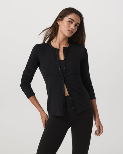 Women's Long Sleeve Halo Snap Cardigan Black Heather | Vuori sale - US 7934