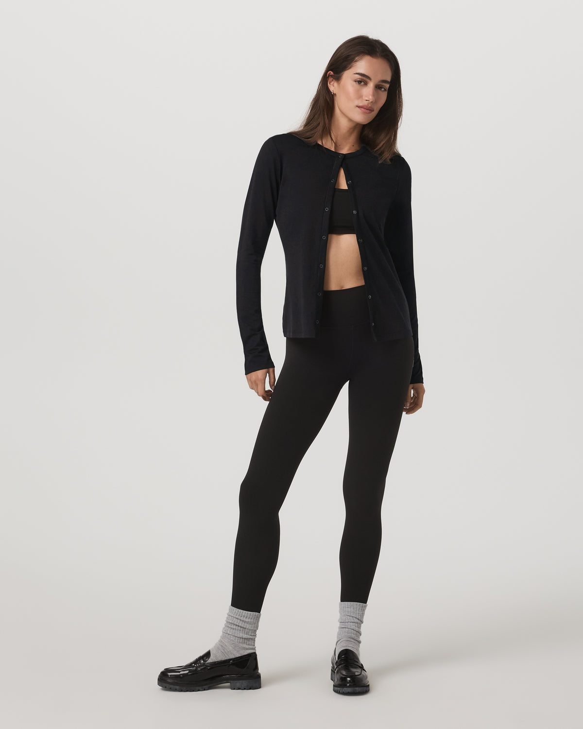 Women's Long Sleeve Halo Snap Cardigan Black Heather | Vuori sale - US 7934