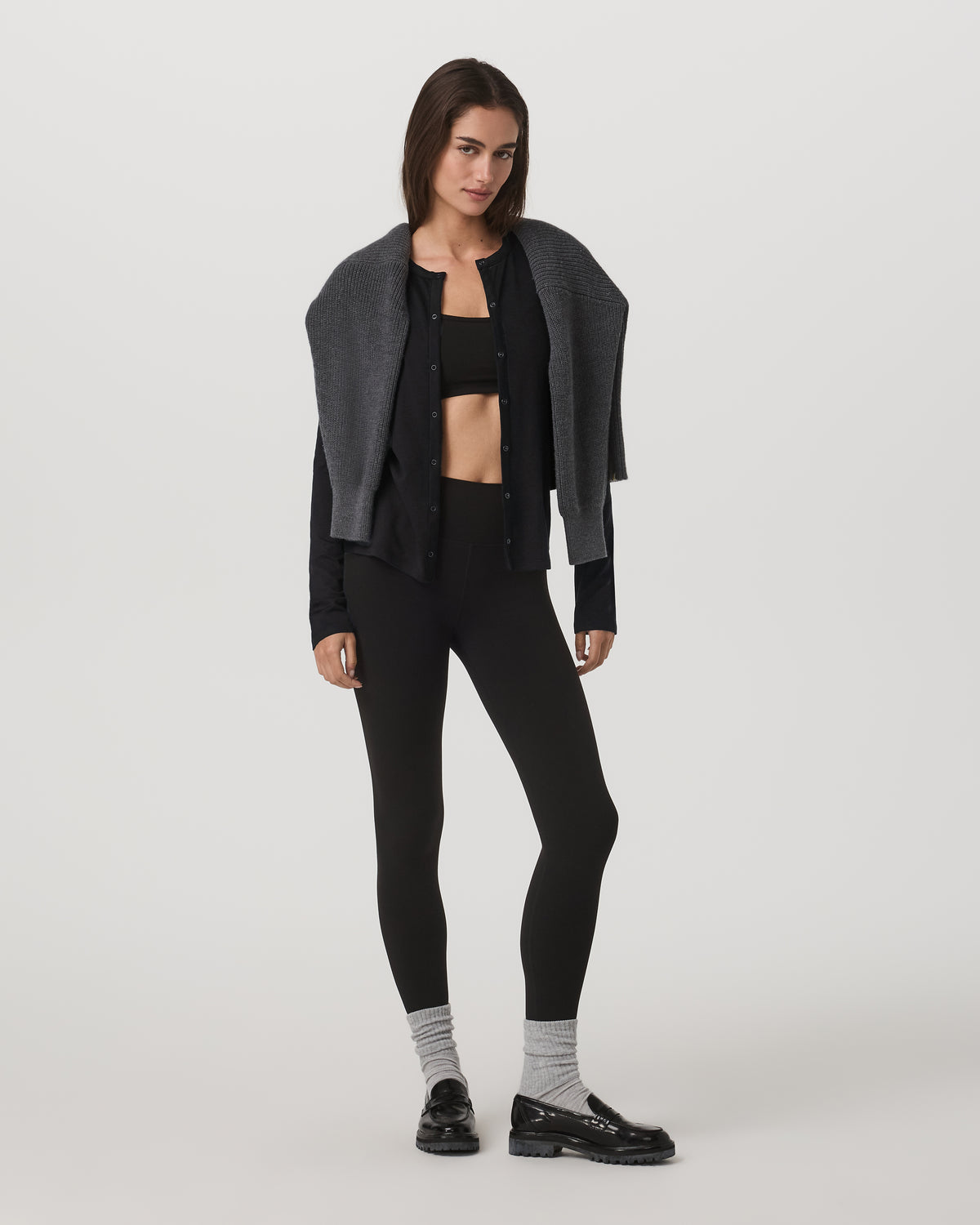Women's Long Sleeve Halo Snap Cardigan Black Heather | Vuori sale - US 7934