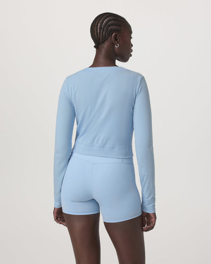 Long Sleeve Pose Mini Cardigan Women's Crystal Blue Top | Vuori online - US 7976