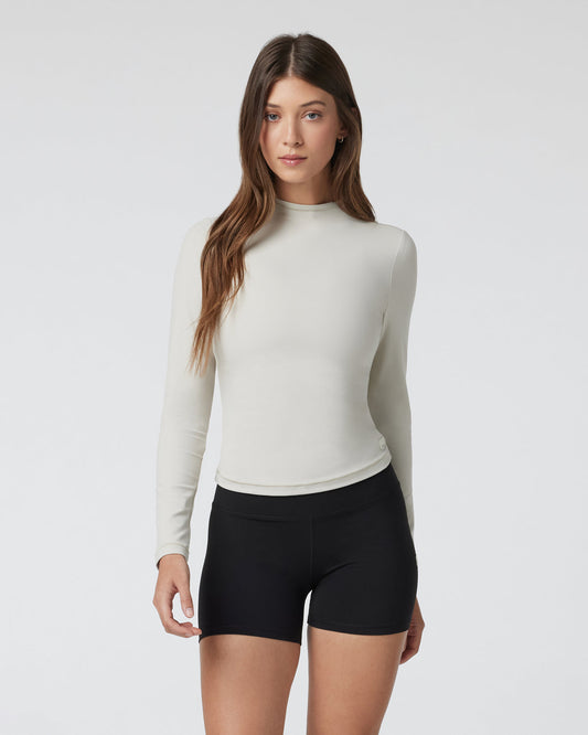 Vuori AllTheFeels Long Sleeve Mock Ecru | Vuori discount - US 9070