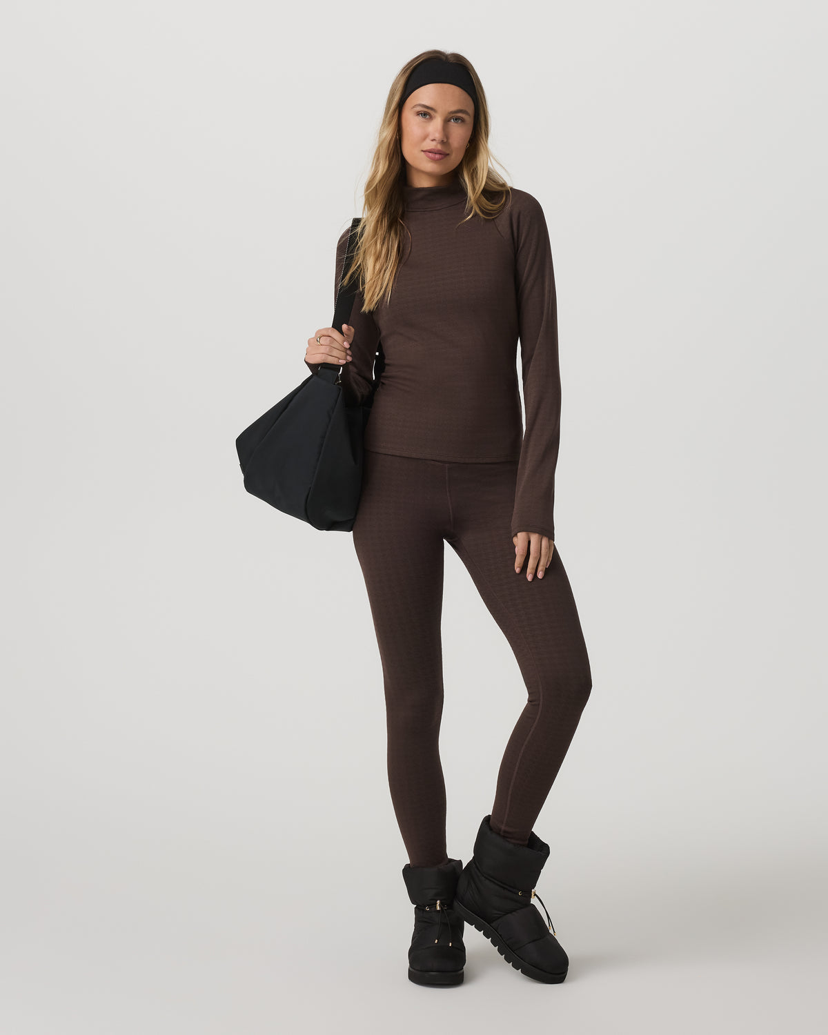 Long Sleeve Chilled Out Houndstooth Mock Java Houndstooth | Vuori shop - US 3001