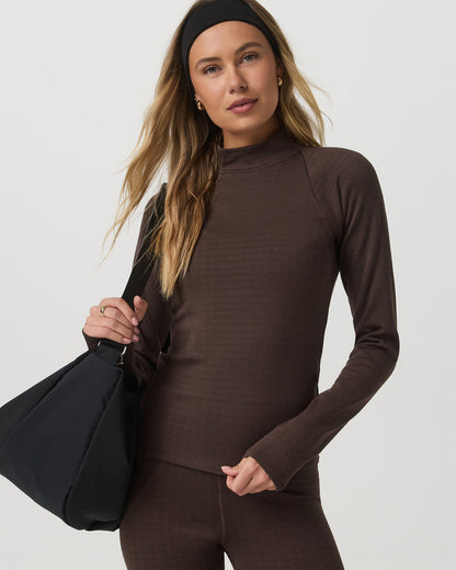 Long Sleeve Chilled Out Houndstooth Mock Java Houndstooth | Vuori shop - US 3001