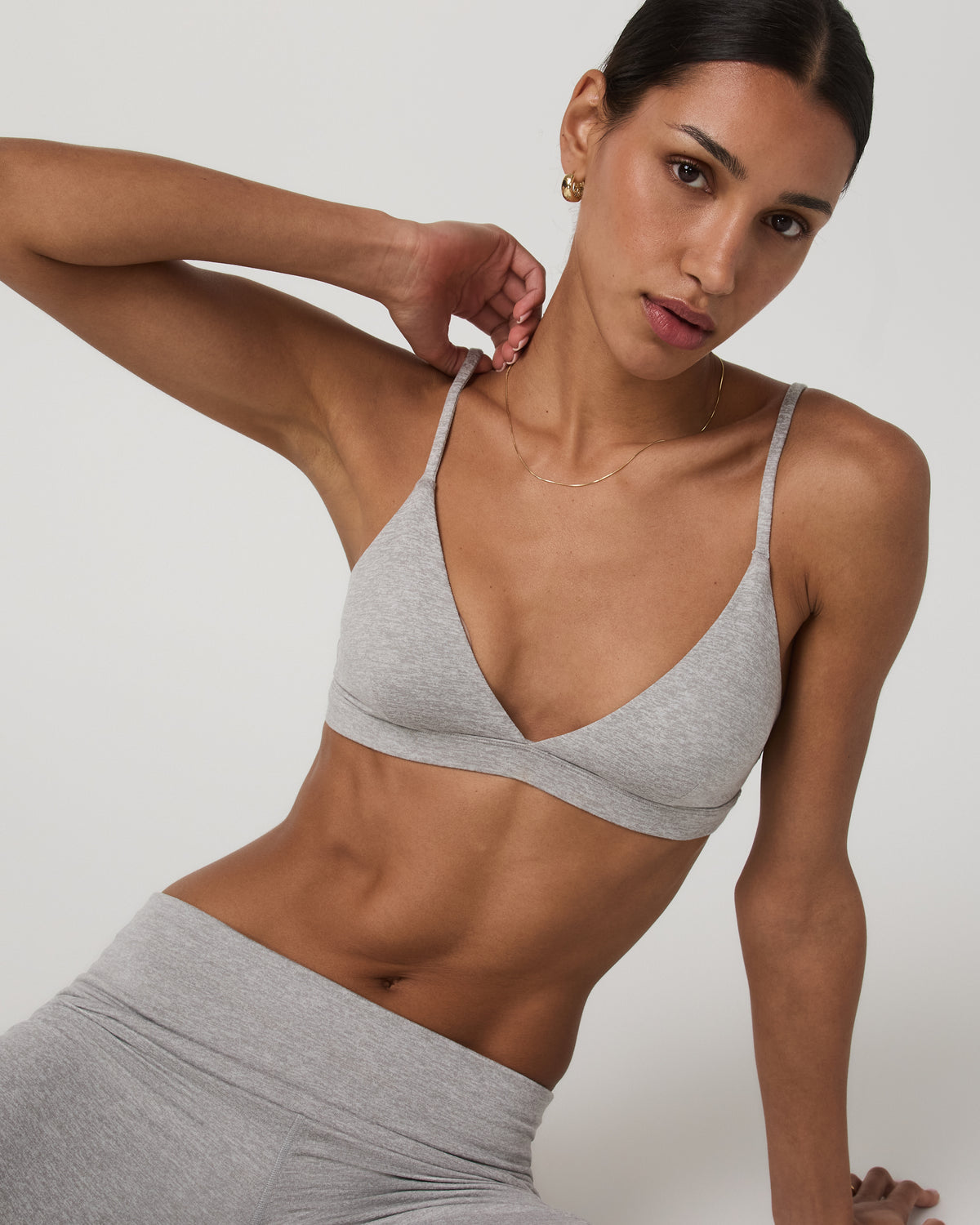 Halo Triangle Bra Pale Grey Heather Low-Support Bra | Vuori for sale - US 6259