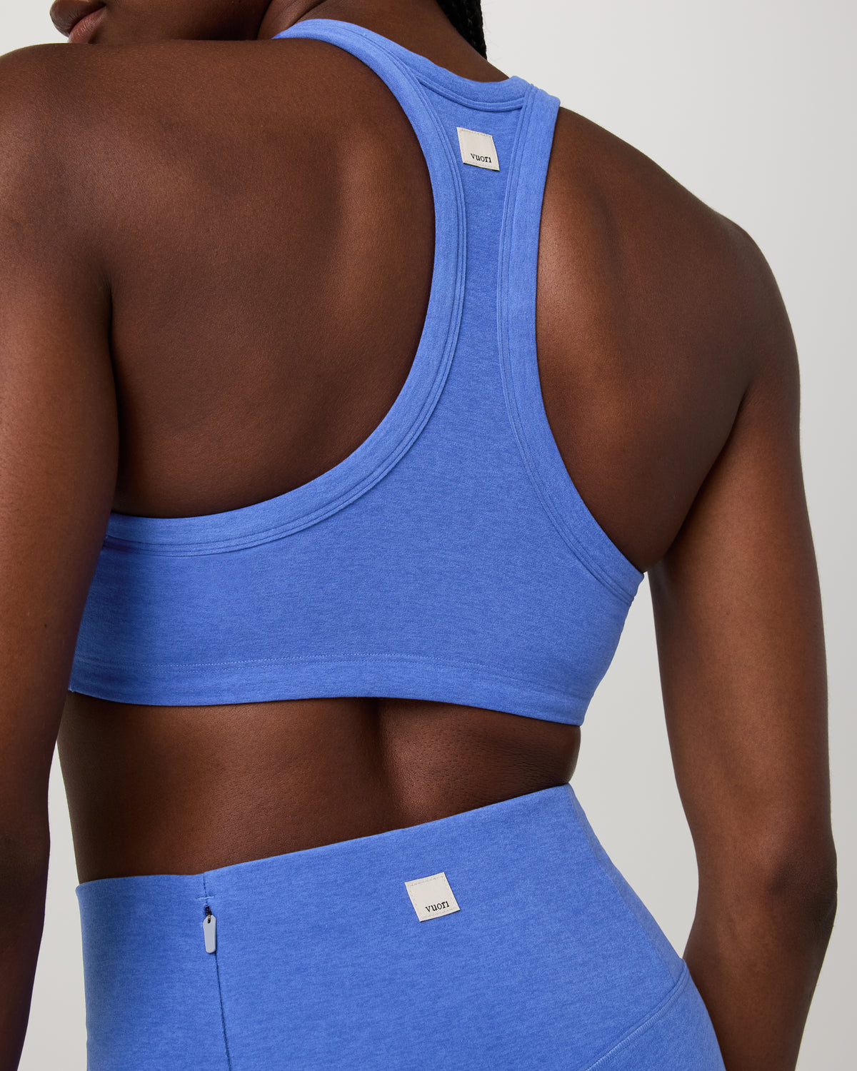 Elevation Racer Bra Women's Bright Iris Heather Sports Bra | Vuori shop - US 8565