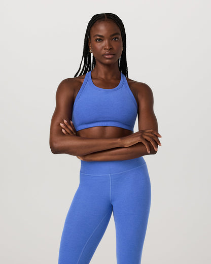 Elevation Racer Bra Women's Bright Iris Heather Sports Bra | Vuori shop - US 8565