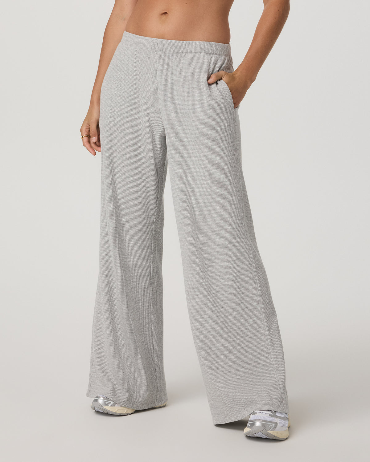 Waffle Wideleg Pant Women's Light Grey Waffle Knit Pants | Vuori for sale - US 4726
