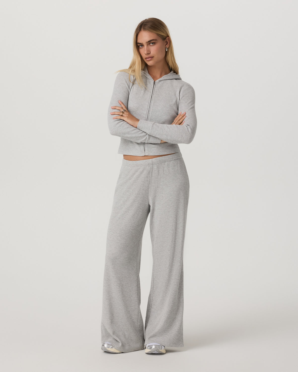 Waffle Wideleg Pant Women's Light Grey Waffle Knit Pants | Vuori for sale - US 4726