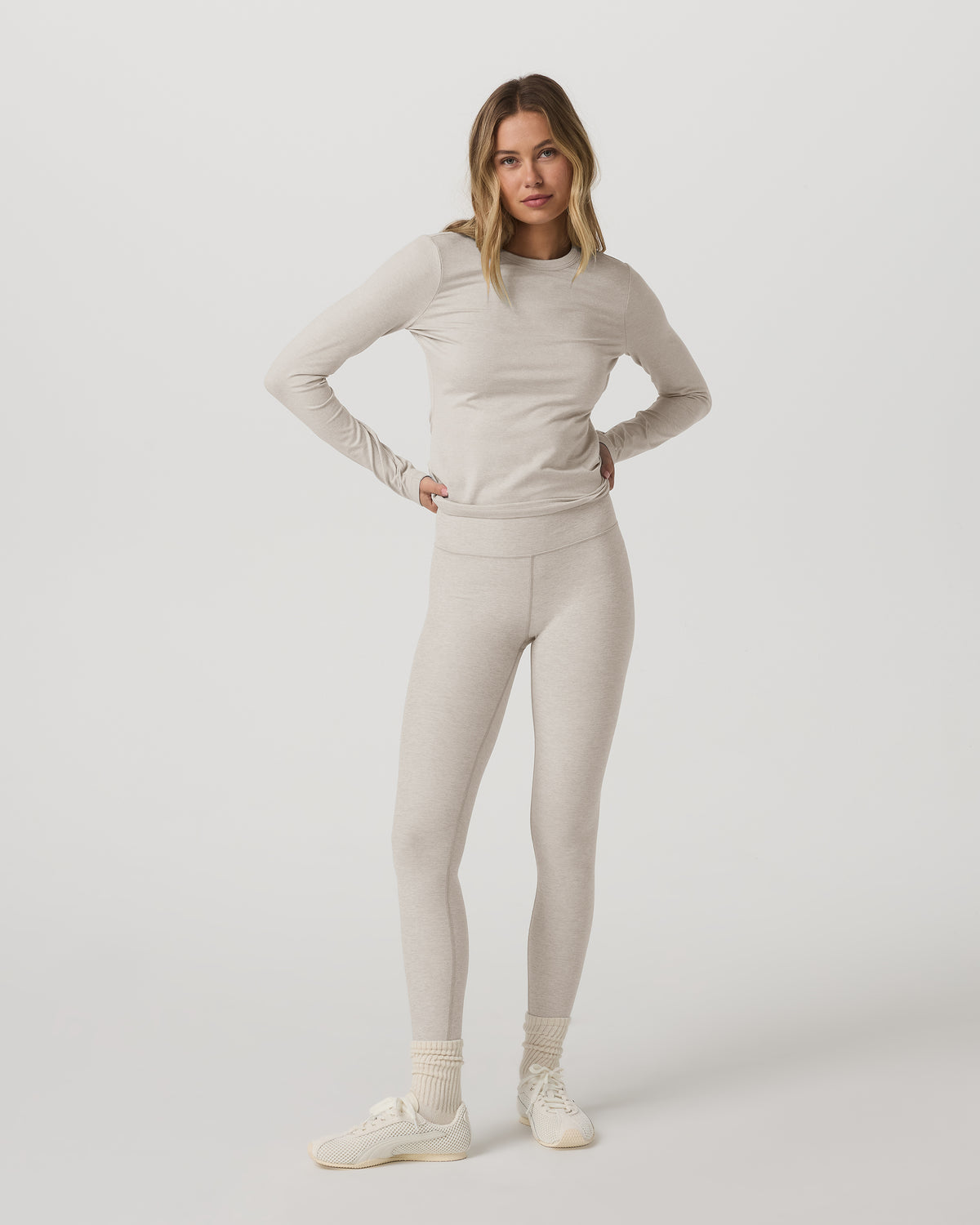 Long Sleeve Halo Essential Crew Tee Ecru Heather Shirt | Vuori onsale - US 1321